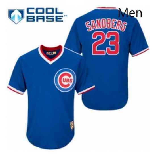 Mens Majestic Chicago Cubs 23 Ryne Sandberg Replica Royal Blue Cooperstown MLB Jersey